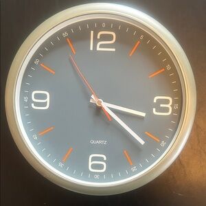 Modern Gray and Silver Wall Clock